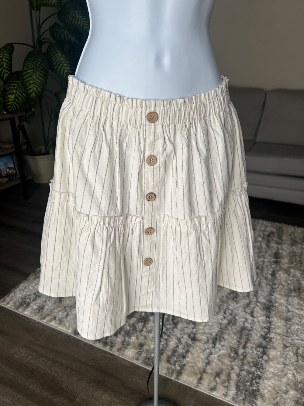 NWT Hem & Thread Women's Large Tiered Striped Skirt Lined #721